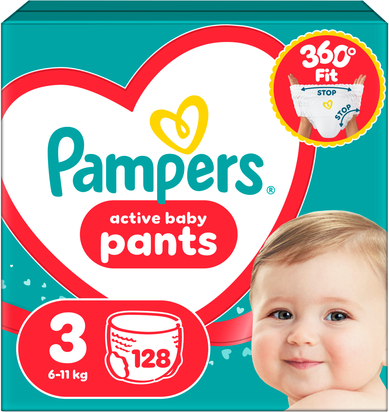 Одноразові підгузки-трусики Pampers Active Baby Розмір 3 (6-11 кг), 128 шт. (80751232)